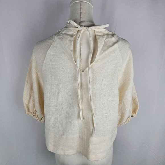 House Of Harlow 1960 Linen Blend Puff Sleeve Top & Shorts Set Size Small Ivory - Picture 3 of 14